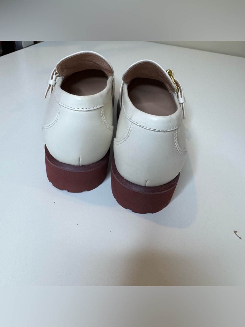 Cole Haan White Leather Loafers Gold Horsebit Size 8 - Picture 4 of 10